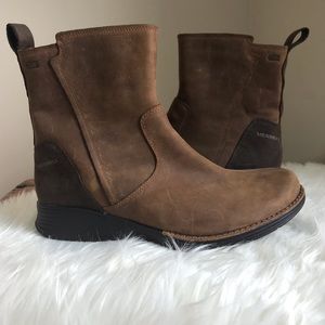 MERRELL WOMENS LEATHER WATERPROOF WINTER BOOTS